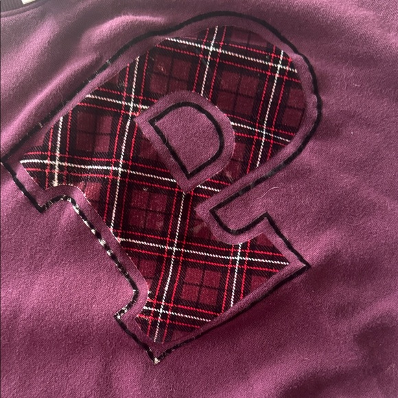PINK Victoria's Secret Plum Plaid Logo Cropped Sweatshirt - Picture 4 of 4